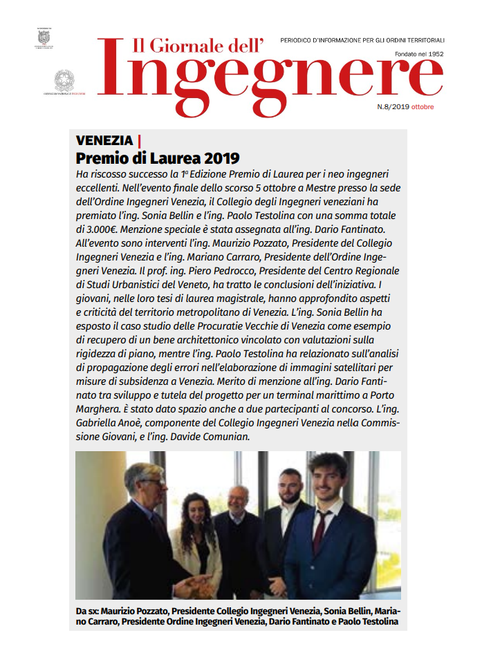 04 15.10.2019 Giornale Ingegnere CNI ottobre - Premio di Laurea 2019 Collegio e Ordine Ingegneri Venezia.png