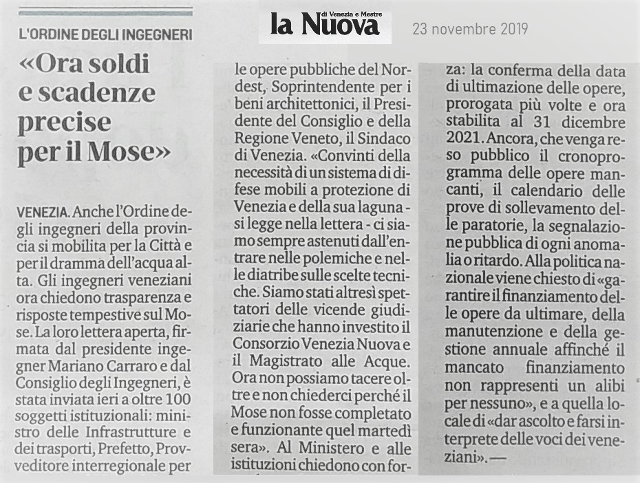 23.11.2019 La Nuova Venezia - Lettera aperta MOSE Ordine Ingegneri Venezia.jpg