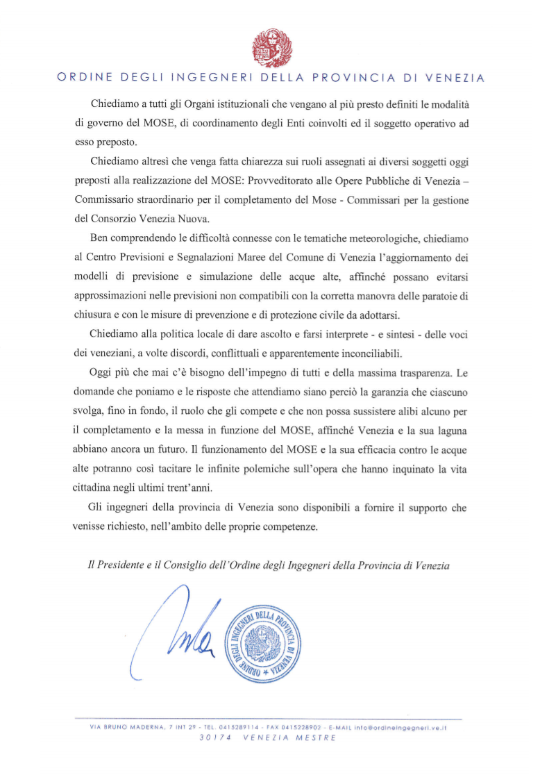 pag. 3 - Lettera aperta - Difesa dalle acque alte di Venezia - Ordine Ingegneri Venezia