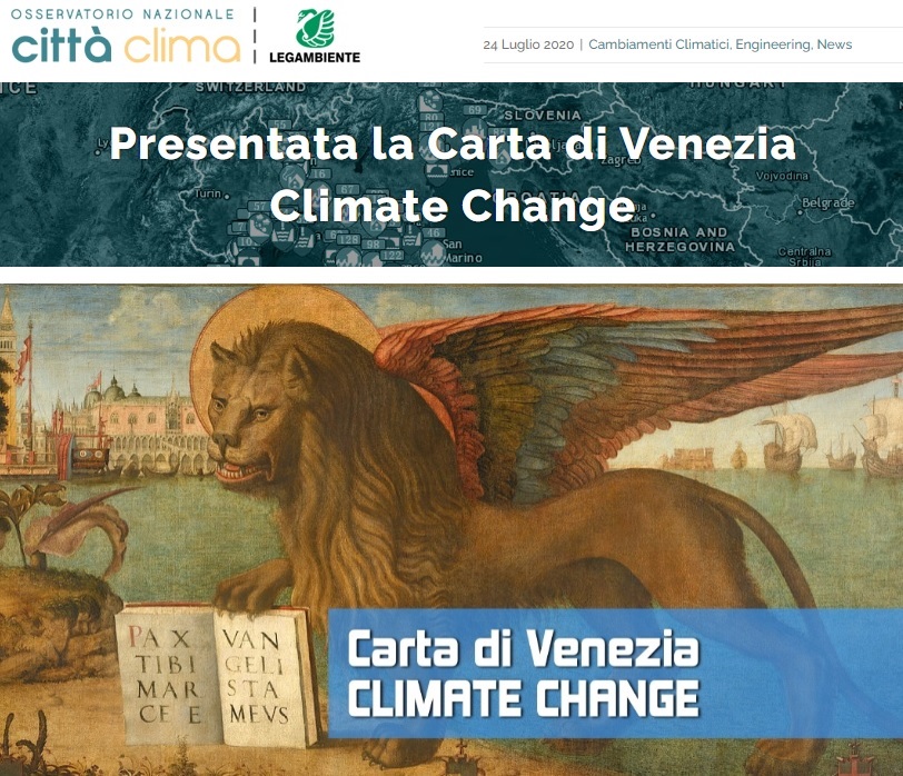 OSSERVATORIO NAZIONALE CITTÀ CLIMA - LEGAMBIENTE 2020 - Carta di Venezia Climate Change - Ingegneri Venezia cambiamenti climatici
