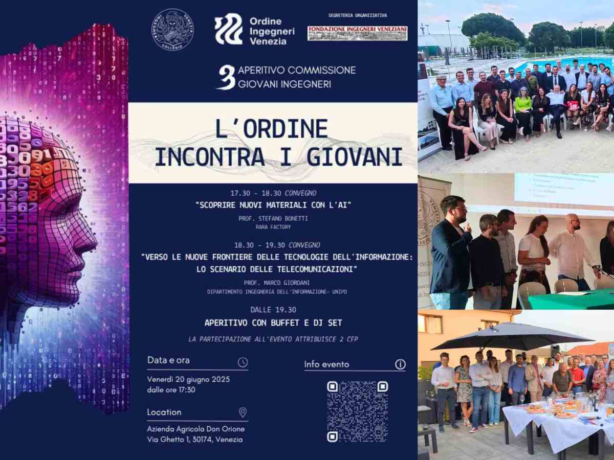 🤩 INVITO 20 giugno al 3° Aperitivo Giovani Ingegneri con l’Ordine di Venezia e I GURU dell’Intelligenza Artificiale 🤩